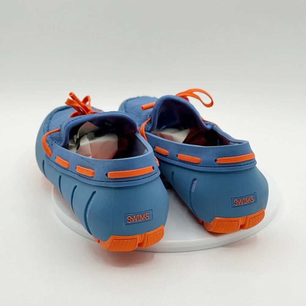SWIMS Waterproof Braided‎ Lace Loafer Shoes Size 7.5 Mens Royal Blue Orange